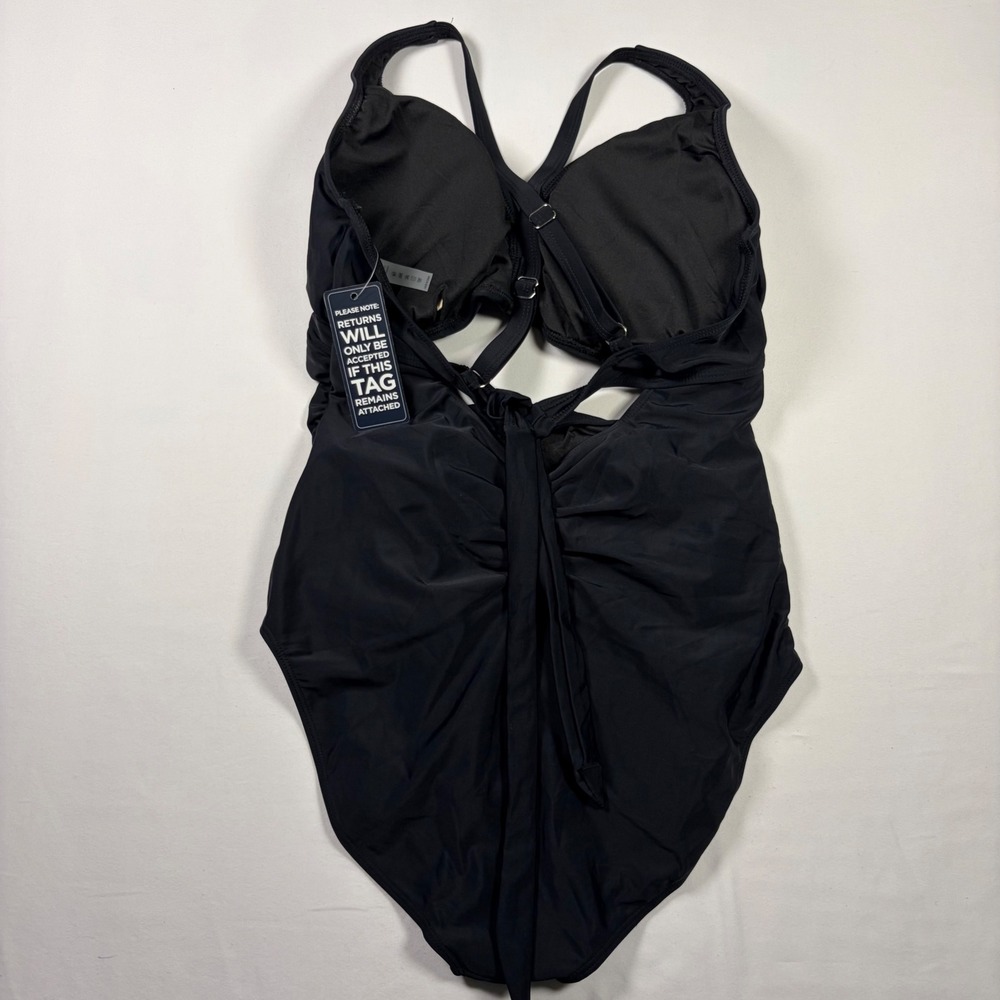 NWT BMUL One Piece Swimsuit Ruched Cutout Twist Front Beach Swim Classic Chic - Picture 6 of 7